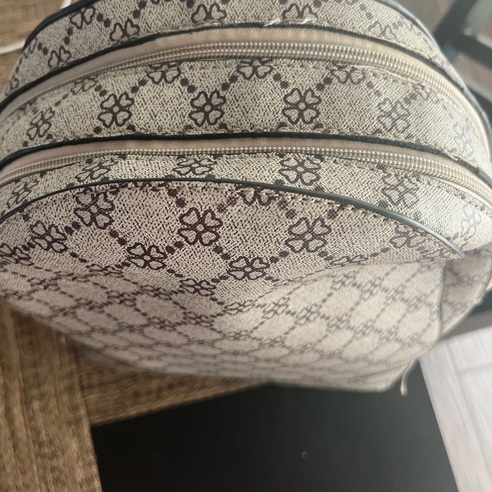Patterned Backpack With Gold Accents - image 2